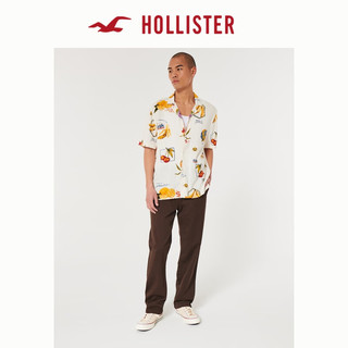 HOLLISTER24春夏美式宽松短袖热带风衬衫男女 KI325-4042 奶油色印花 M (180/100A)