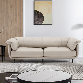 慕思（de RUCCI）沙发客厅 慕思旗下沙发品牌艾慕意式极简客厅家具皮沙发 皮艺沙发 橙色-半皮款 四人位+单人位
