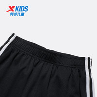 特步童装儿童运动休闲短裤夏季针织短裤中大童男童运动裤子 纯正黑 120cm