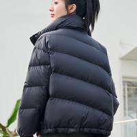 坦博尔羽绒服短款女时尚立领保暖面包服宽松休闲小个子冬季外套TD237352 黑色 175/96A