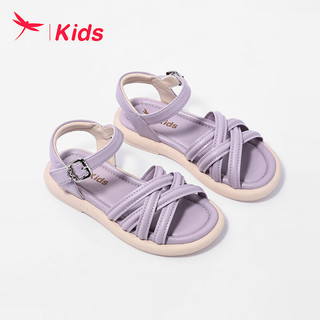 红蜻蜓儿童24夏季童鞋女童时尚百搭款简约中大童凉鞋 紫色 30码