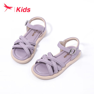 红蜻蜓儿童24夏季童鞋女童时尚百搭款简约中大童凉鞋 紫色 30码