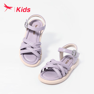 红蜻蜓儿童24夏季童鞋女童时尚百搭款简约中大童凉鞋 紫色 32码