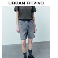 URBAN REVIVO 女士都市休闲复古时髦腰带牛仔短裤 UWU840055