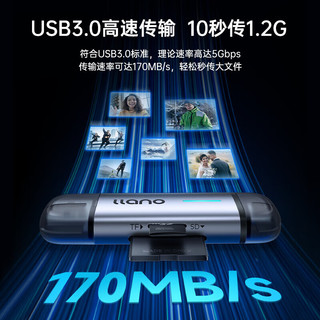 绿巨能（llano） USB/Type-C读卡器3.0高速SD/TF卡多功能合一单反相机手机iPad行车记录仪监控存储内存卡 USB+Type-C丨兼容3.2丨带指示灯