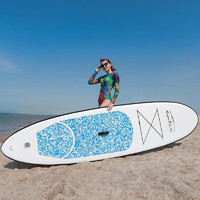 共途 sup划桨板充气桨板成人站立式拉丝料冲浪板水上滑划水浆板船浮板 305*76*15cm 蓝白