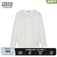 TEENIE WEENIE 小熊女装2024春夏法式设计感提花蕾丝七分袖衬衫 白色 170/L