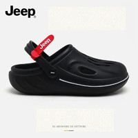 Jeep 吉普 洞洞鞋男士夏季户外凉鞋时尚外穿休闲凉鞋防滑男款包头凉拖鞋 黑色 42/43