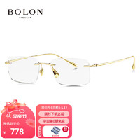 BOLON 暴龙 眼镜无框方形钛架光学镜近视眼镜框男轻 BT1609B60 B60-金色