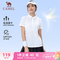CAMEL 骆驼 冰感防晒POLO衫女士透气速干短袖T恤 J23BARLG015 无际白 XXL