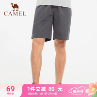 CAMEL 骆驼 薄款梭织短裤男宽松透气跑步运动裤  CC3225L1001 墨灰 XXXL