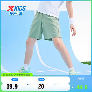 特步（XTEP）儿童童装短裤女童透气舒适梭织 地衣绿 160cm