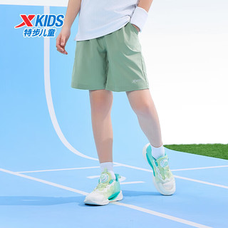 特步（XTEP）儿童童装短裤女童透气舒适梭织 地衣绿 160cm