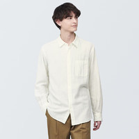 MUJI 無印良品 无印良品 MUJI 男式 木棉混 双层纱织 长袖衬衫衬衣外套AC2AAC4S 米白色 XS(160/80A)