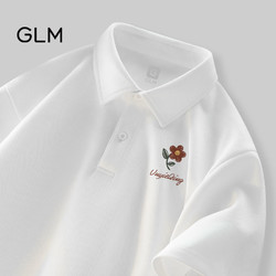 GLM 森马集团GLM白色Polo衫男女正肩短袖t恤夏季宽松高级感翻领体恤男