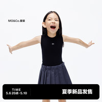 little MO&Co.little moco童装24夏装女童甜酷无袖连衣裙针织拼接百褶裙 黑色 120/60