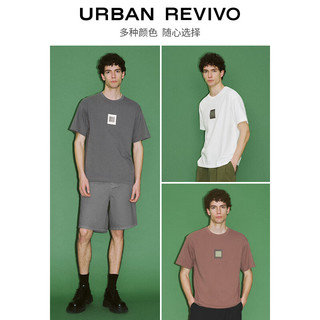 URBAN REVIVO 男士创意贴章短袖T恤 UMF440071 中灰 S