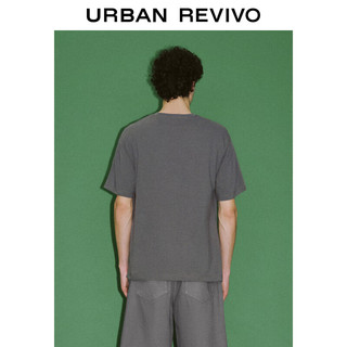 URBAN REVIVO 男士创意贴章短袖T恤 UMF440071 中灰 S