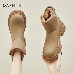 DAPHNE 達芙妮 雪地靴女新款冬季加絨加厚保暖大棉鞋女粗跟面包鞋短靴女靴