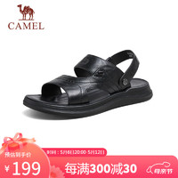 骆驼（CAMEL）软弹牛皮舒适凉拖两穿休闲商务凉鞋男士 G14M211633 黑色 40 