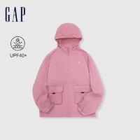 Gap女装2024夏季UPF40+轻薄遮阳衣连帽夹克外套874489 粉红色 160/80A(S)亚洲尺码
