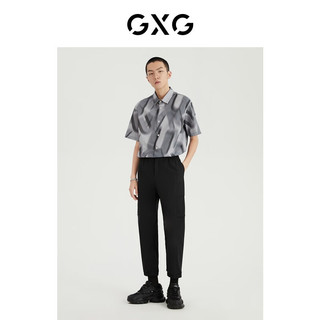 GXG奥莱 多色多款简约基础休闲裤男士合集 蓝色格纹休闲裤GC114537G 170/M