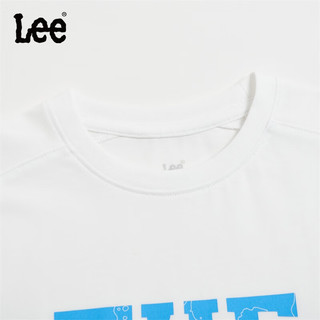 Lee儿童圆领短袖T恤2024夏季前胸印花宽松舒适纯棉上衣童装 月光白 120cm