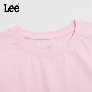 Lee儿童圆领短袖T恤2024夏季前胸印花宽松舒适纯棉上衣童装 樱花粉 140cm