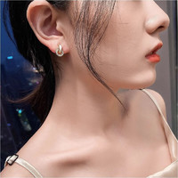 新潮圆圈耳钉女个性设计感简约耳饰韩国925银针气质耳环