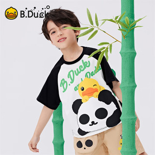 B.Duck【熊猫DADA】小黄鸭童装儿童纯棉短袖T恤2024款夏装男童上衣 绿色（BF2501095） 110cm