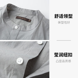 才子（TRIES）圆领短袖衬衫男2024夏季休闲套头衬衣潮   灰色 M(165/84A)