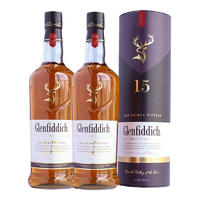 格兰菲迪GLENFIDDICH核心系列15年单一麦芽苏格兰威士忌斯佩赛区洋酒英国进口 700ml*2瓶