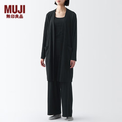 MUJI 無印良品 無印良品（MUJI）女式 寬羅紋 長開衫 家居服 睡衣 FD1INC3A 黑色 M（160/84A）