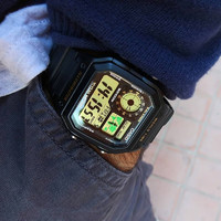 CASIO 卡西欧 十年电力电子手表狂飙同款小方块潮流学生运动男AE-1200WH