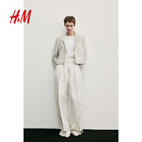 H&M女装西装2024春季新款梭织修身长袖通勤休闲西服外套1217393
