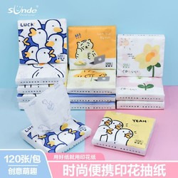 SUNDE 卡通印花抽纸巾24包卫生纸小包便携迷你手帕纸小鸭餐巾纸1包