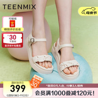 天美意凉鞋女商场同款日常百搭通勤上班2024夏新款CL902BL4 米色 40