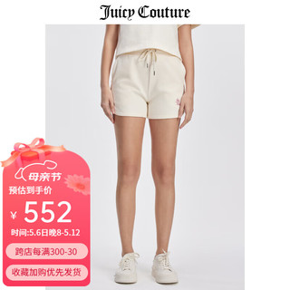 JUICY COUTURE橘滋短裤女24年夏季新款美式热裤宽松直筒显瘦休闲短裤 奶油白