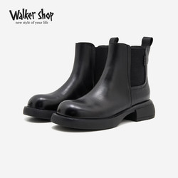 Walker Shop 奧卡索 切爾西靴女秋冬時尚百搭休閑短靴英倫風E135337 黑色 36