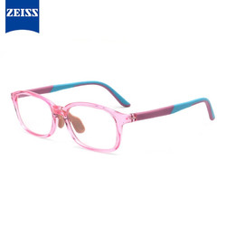 ZEISS 蔡司 防藍光平光鏡兒童眼鏡男女童手機輻射護目鏡+配0度佳銳防藍光1.5 粉色禮盒裝一副