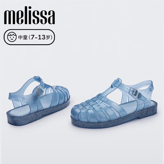 Melissa梅丽莎时尚织儿童果冻罗马包头凉鞋33521 闪耀蓝色 35