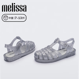Melissa梅丽莎时尚织儿童果冻罗马包头凉鞋33521 闪耀水晶色 35