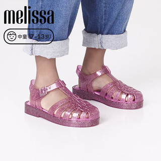 Melissa梅丽莎时尚织儿童果冻罗马包头凉鞋33521 闪耀粉色 33