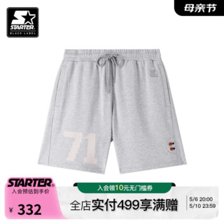 STARTER| 复古休闲短裤男女同款2024夏季美式复古风小鬼印花 灰色 L 175/80A