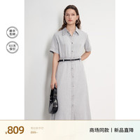 欧时力果冻牛仔连衣裙女2024新夏气质通勤长裙衬衫裙 灰色 L