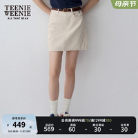 Teenie Weenie小熊女装2024夏季美式直筒高腰牛仔短裙半身裙子 燕麦色 155/XS