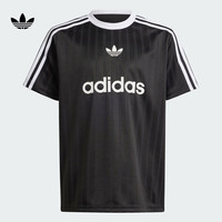 adidas经典运动上衣短袖T恤男大童儿童阿迪达斯三叶草IT7882 黑色 134CM