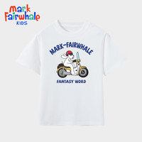 马克华菲2024男女童纯棉短袖儿童宽松半袖洋气宝宝上衣T恤JZ3 白色【机车小狗】 130cm