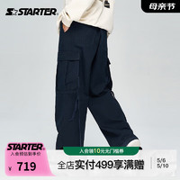 STARTER 梭织长裤男女同款秋季美式复古宽松运动裤 藏青色 S