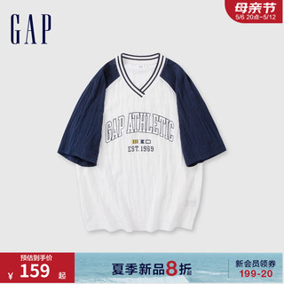 Gap女装2024夏季新款肌理感logo撞色插肩短袖宽松上衣465685  175/92A() 亚洲尺码